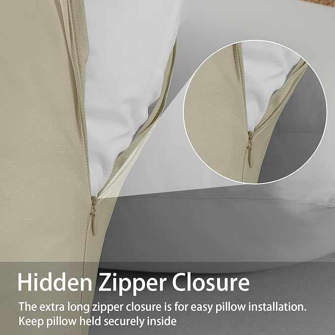 WhatsBedding Body Pillow Cover Cooling Fabric, Long Pillowcase Breathable & Skin-Friendly, Zipper Closure - Khaki (20x54 inch)