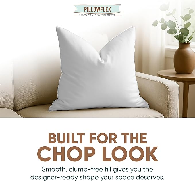 Pillowflex Synthetic Down Pillow Insert - 11x11 Down Alternative, Ultra Soft, Small Sham Bed Sleeping Pillow - 1 Decorative Accent Form
