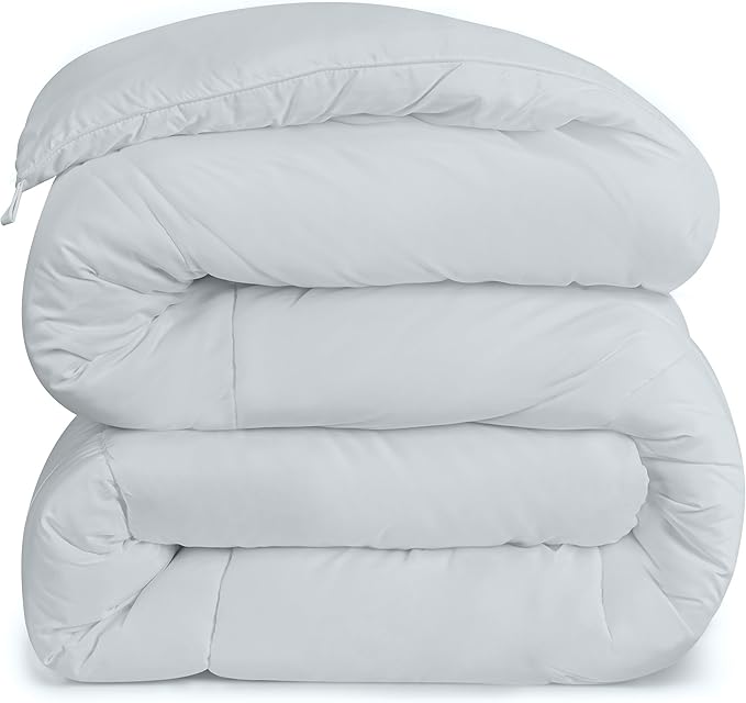 Utopia Bedding Comforters Twin Size, All Season Duvet Insert, Down Alternative Box Stitched Bed Comforter with Corner Tabs, Machine Washable (Light Grey)