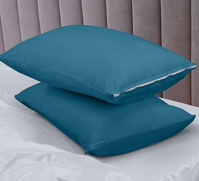 Utopia Bedding Premium 100% Waterproof Pillow Protectors with Zipper Queen Size (Set of 2), Bed Bug and Dust Mite Proof Zippered Pillow Covers, Pillow Encasement Cases, Denim Blue
