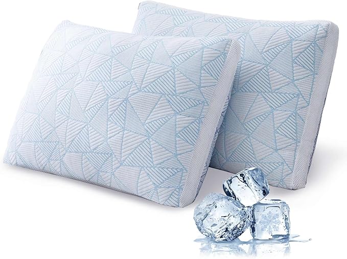 Cotelovo Shredded Memory Foam Cooling Soft Bamboo Viscose Pillows Adjustable Hypoallergenic Hotel Quality Pillows for Stomach, Back or Side Sleeper, Oeko-TEX Certified King Set of 2