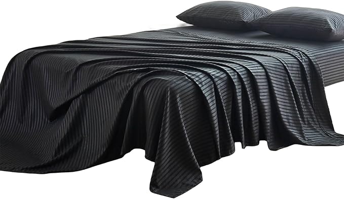 Kingnex Striped 36x72 Sofa Bed Sheets Twin Size for Sleeper Sofa Bed Soft Double Brushed 1800 Microfiber 3 Pcs Include 1 Fitted Sheet 1 Flat Sheet 1 Pillowcase Black