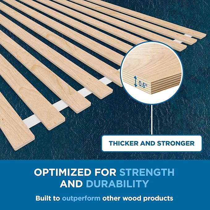 Meliusly SlatSure Full Size Bunkie Board – Heavy Duty Vertical Bed Slats & Foldable Wooden Support Board for Sagging Mattress or Platform Bed Frame, Box Spring Alternative and Replacement