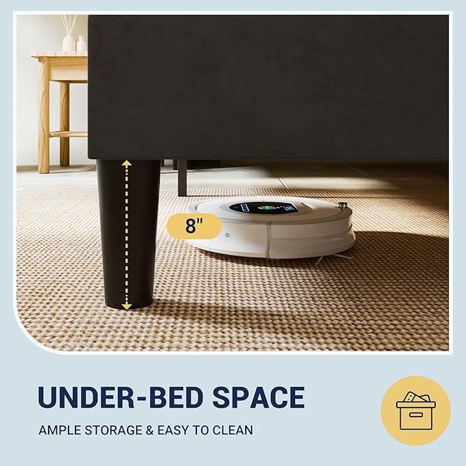 Allewie Full Size Velvet Platform Bed Frame with Vertical Tufted Wingback Headboard, Easy Assembly, Under Bed Storage, No Box Spring Required, Modern Style, Black