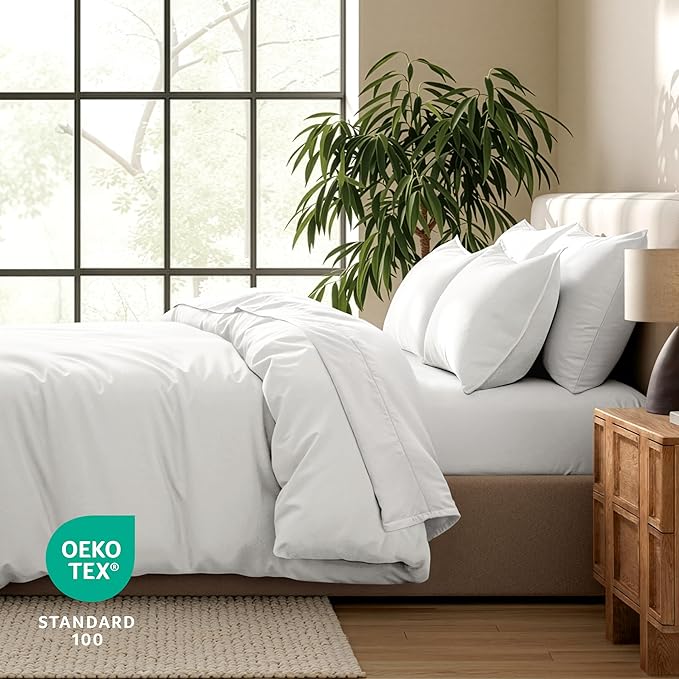 Bare Home Bedding Duvet Cover Queen Size - Premium 1800 Super Soft Collection - Lightweight, Cooling Duvet Cover - Soft Breathable Bedding (Queen, Cream)