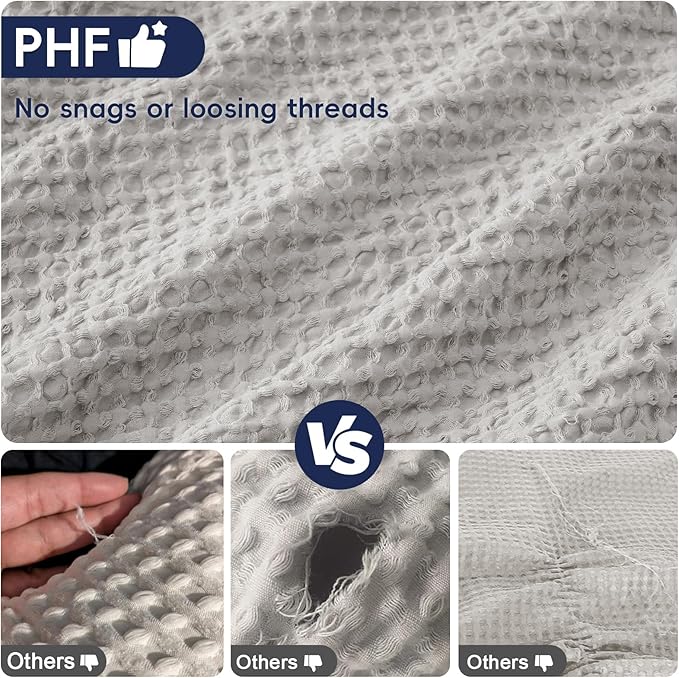 PHF Ultra Soft Waffle Weave Euro Shams Pillow Covers, No Filling, 2 Pack 26" x 26" Bed Cushion Covers, Breathable & Skin-Friendly Bed Pillow Shams for Stylish Home Decor, Light Grey