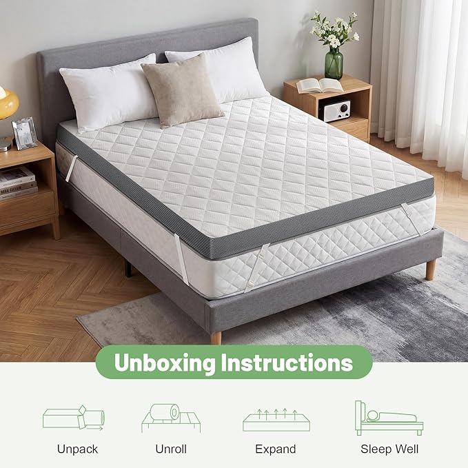 Extra Firm Mattress Topper King, 3 Inch High-Density Foam Mattress Pad, Pain Relieving Bed Topper for Extra Support, Washable Cover with Anti-Slip Straps, CertiPUR-US Oeko-Tex Certified, 80" x 76"