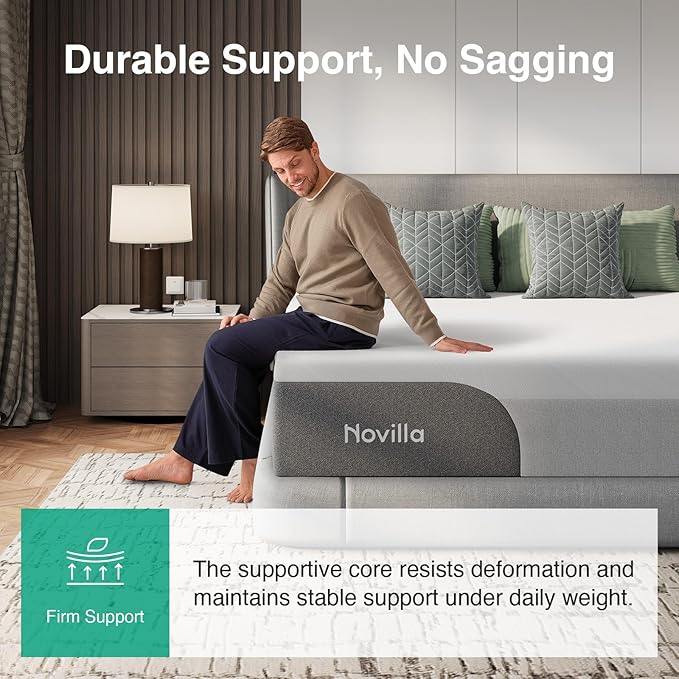 Novilla Bliss Cooling Queen Size Mattress, 12 Inch Gel-Infused Memory Foam Mattress Queen Size in a Box with Cool-Touch Nylon Cover, Pressure Relief & Body Support with CertiPUR-US Certified Foam