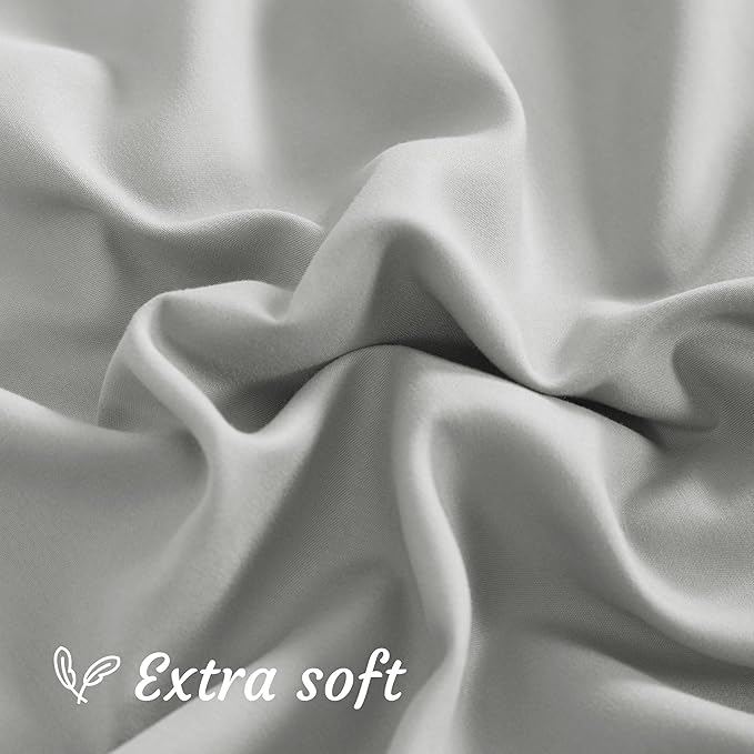 NTBAY Body Pillowcase Set of 2, 20x54 inches, Light Grey, Soft, Wrinkle, Fade Resistant, Envelope Closure, Microfiber, 2 Pieces