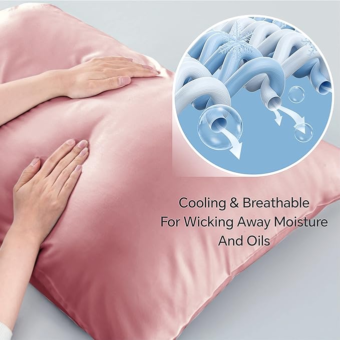 BEDELITE Body Pillow Case Cover, Rayon Made from Bamboo, Cooling Body Pillow Cover for Hot Sleepers and Night Sweats, Breathable & Silky Soft Full Long Pillow Case (Rose Pink, 20x54 Inches)