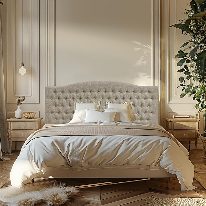 Furpopup Linen Upholstered Headboard King/Cal King Size Latest Model Wall Mount, Bed Frame Mount, Featuring High-Density Sponge Padding, Luxury Texture Easy Assembly Comfort and Style-Linen