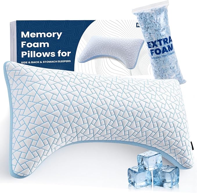 A-Pce Adjustable Pillow, King Size Bed Pillows for Sleeping, Luxury Shredded Memory Foam Pillows, Cooling Pillow for Side, Back, Stomach Sleepers, Firm Pillow for Hot Sleepers Neck Support