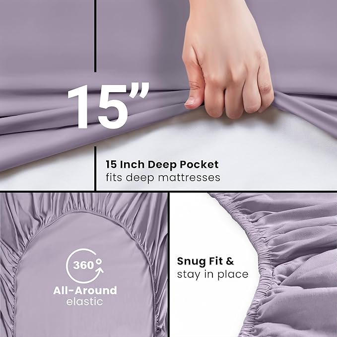 Utopia Bedding Queen Fitted Sheet - Bottom Sheet - Deep Pocket - Soft Microfiber - Shrinkage and Fade Resistant - Easy Care -1 Fitted Sheet Only (Lavender)