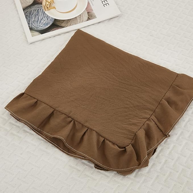 Brown Body Pillow Cover 20x54inches Long Pillowcase Ruffled Pillowcases Shabby Chic Ruffled Fringe Decor Body Ruffled Pillow Sham Cute Pillowcase (1 Body, Brown)