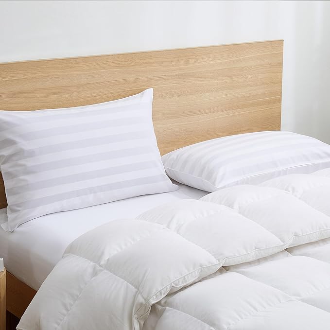 100% Cotton Classic Pillow Protectors with Invisible Zipper, 600 Thread Count Sateen Weave Soft and Breathable Pillow Cases, Protect Pillows from Dirt, Dust and Debris (Queen, 20"x30", Set of 2)