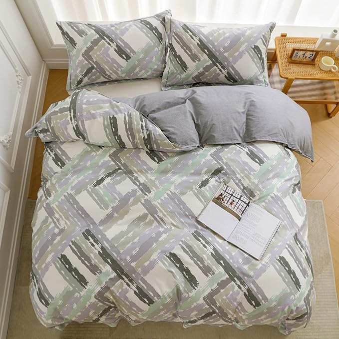 OAITE Duvet Cover Set Twin Size Floral Pattern Ultra Soft 100% Cotton Duvet Cover Sets 3-PC, Breathable Duvet Cover with Zipper Closure & Corner Ties(2 Pillow Shams,1 Duvet Cover)