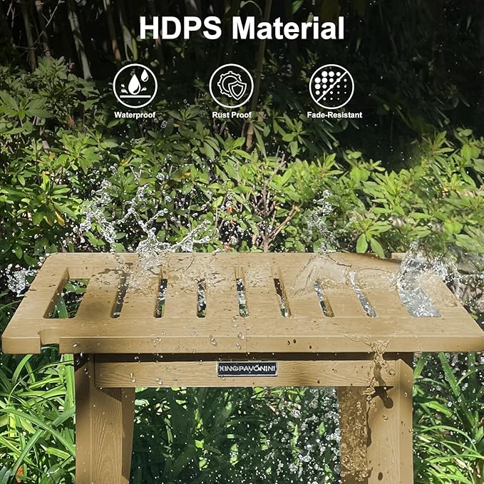 KingPavonini HDPS Shower Benches for Inside Shower to Sit on, Waterproof Shower Stool for Shaving Legs, Heavy Duty 400LBS Shower Seat with Storage Shelf, Shower Chair for Bathroom/Indoor/Outdoor Use