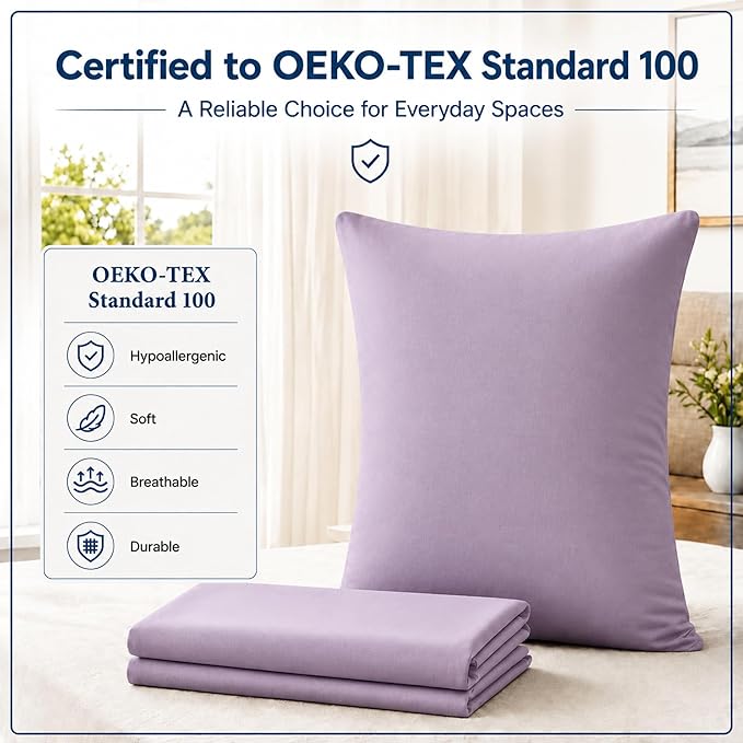 ZPECC Pillow Cases Standard Size Set of 12, 20x26 Envelope Closure Pillowcases, Soft Plain Brushed Microfiber Covers Hypoallergenic Breathable, Lavender