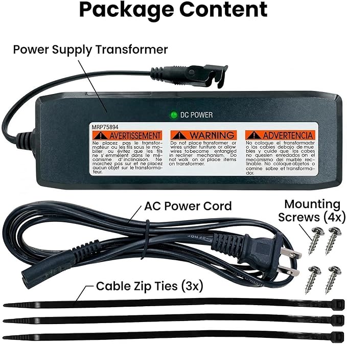 Replacement Richmat AC/DC Power Adapter for Adjustable Bed, HJT17 ZB-H290020-B 29V 2A, Class 2 Power Supply