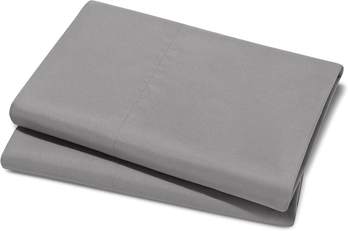 Bare Home Microfiber Pillow Cases - Standard Size Set of 2 - Cooling Pillowcases - Double Brushed - Easy Care - Envelope Closure (Standard Pillowcase Set of 2, Light Grey)