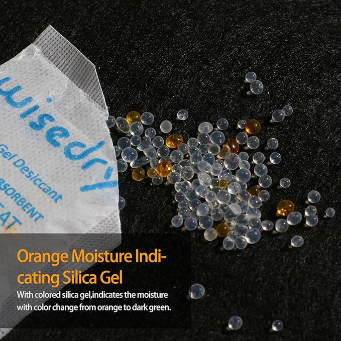 wisedry 5 Gram (60 Pack) Food Grade Silica Gel Packets with Color-Indicating Beads, Rechargeable Food Safe Desiccant, Reusable Moisture Absorbers for Food Storage, Electronics, 3D Filament & Safe