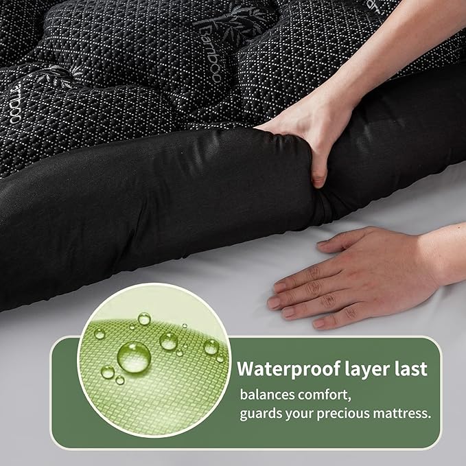 Premium 100% Waterproof Queen Mattress Topper, Breathable Mattress Pad, Rayon from Bambo Bed Protector, Deep Pocket Sheet Cover 8"-21"
