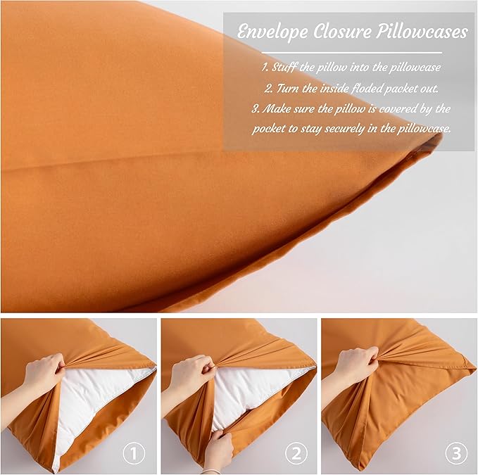 NTBAY Body Pillow Cases Set of 2, 2 Pack Brushed Microfiber 20x54 Pillow Cases, Soft, Wrinkle, Fade, Stain Resistant Pale Orange Pillow Cases with Envelope Closure, 20x54 Inches, Pale Orange
