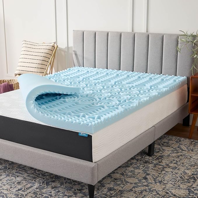 LUCID 3 Inch Gel Memory Foam Mattress Topper, Full size – 5 Zones – Cooling Gel Infusion – CertiPur Certified Foam