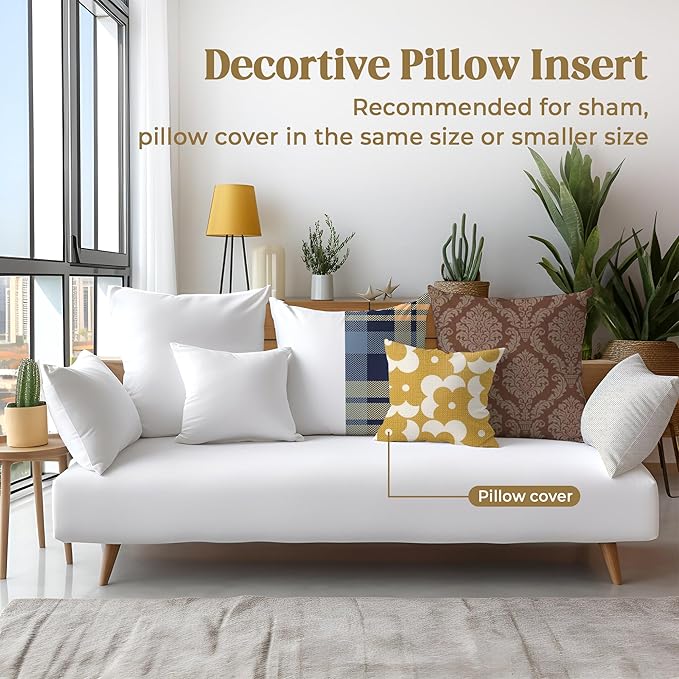 Bafode Throw Pillow Inserts 26'' x 26'' Set of 2, Down Feather Decorative Pillows, Luxury White Throw Pillows for Couch, Sofa, Bed and Cushion