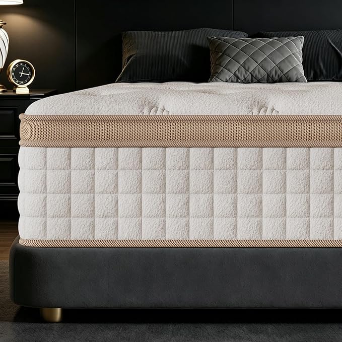 MOOA King Mattress in a Box,12 Inch King Size Mattress Hybrid with Copper-Mattress Infused Cooling Foam & Motion Isolation Coils,Targeted Lumbar Support for Side Sleepers,Breathable & Fiberglass Free