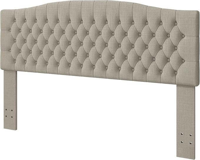 Befurtori King Headboard Only, Upholstered Headboard King for Adjustable Bed Linen Tufted Calking Size Wall Mounted Head Board with Solid Wood Legs Head Board, Linen