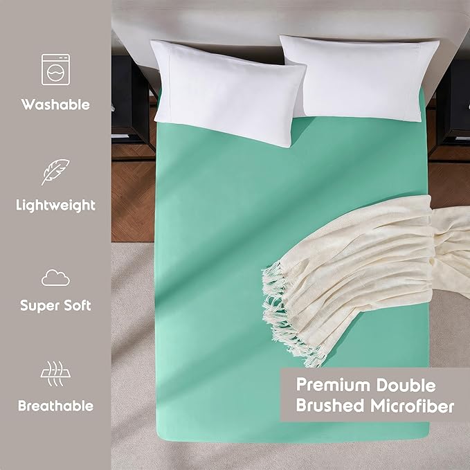 Nestl 2 Pack Mint Fitted Sheet Extra Deep Pocket, Hotel Luxury FullFitted Sheet Only Easily Fits 18 to 24 Inch Mattress, Super Soft, Wrinkle-Free and Breathable with Corner Straps