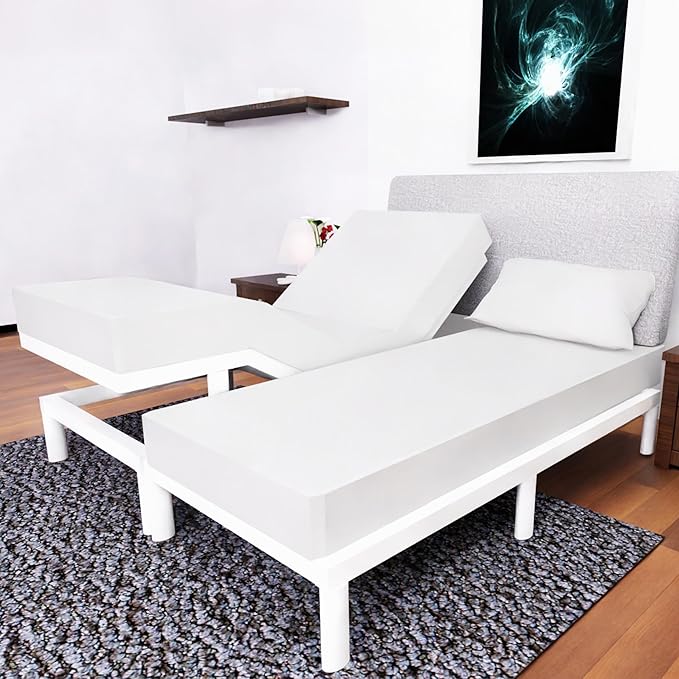 Royal Bliss Split Sheets - 5Pc Set - Easy Fit California King Size - Adjustable Bed Compatible (White)