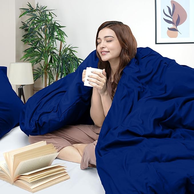 Utopia Bedding Duvet Cover King Size - 3 Piece with Zipper Closure - 1 Comforter Cover 104X90 Inches & 2 Pillow Shams 20X36 Inches (Royal Blue) Comforter Not Included