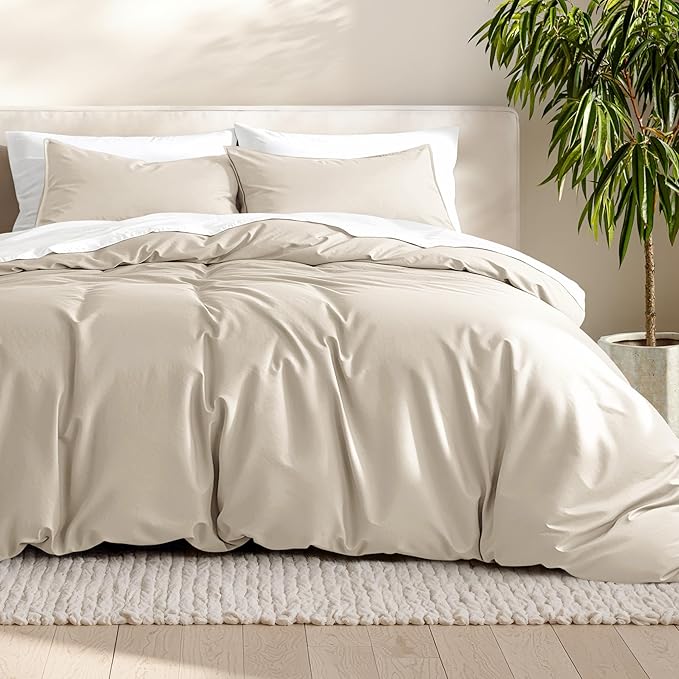 Bare Home Bedding Duvet Cover Extra Long - Premium 1800 Super Soft Collection - Lightweight, Cooling Duvet Cover - Soft Breathable Bedding (Twin/Twin XL, Sand)