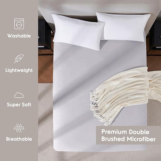 Nestl Grey Lavender Extra Deep Pocket Twin XL Fitted Sheet, Luxury XL Twin Fitted Sheet Only Easily Fits 18 to 24 Inch Mattress, Super Soft, Wrinkle-Free, and Breathable Bed Sheets with Corner Straps