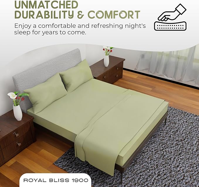 King Size Sheets - 4 Piece Bedding, Wrinkle Free, Cooling, Deep Pocket, King Size Bedding (Sage)