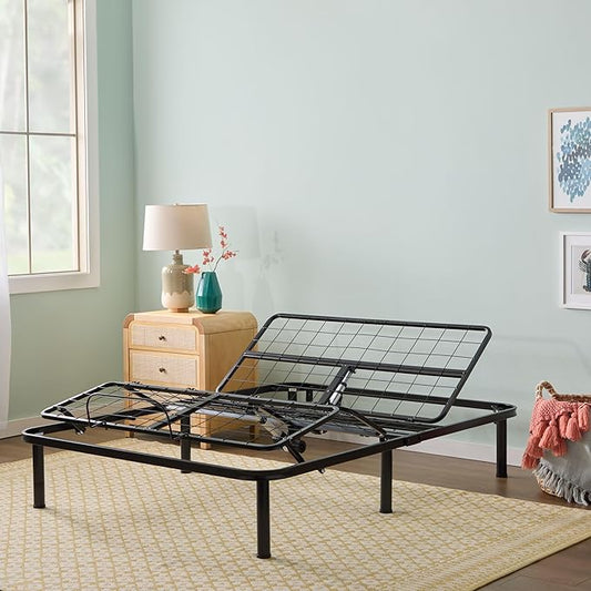Linenspa Adjustable Bed Frame - Independent Head and Foot Incline - Powerful Quiet Motor - Easy Toolless Assembly - Lounge - Watch TV - Working - Reading - Ergonomic - Electric Bed Base - Queen Size