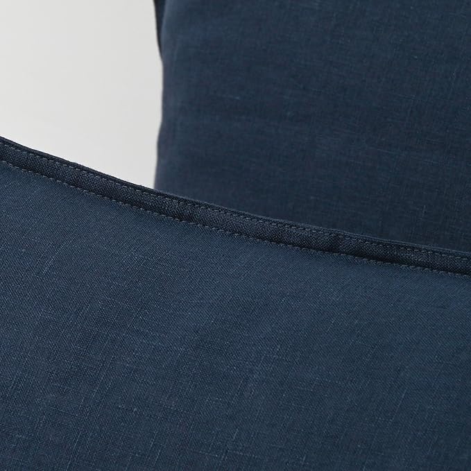 CHUFFED Linen Pillowcases 2 Pack 100% Linen Standard Pillow Cases, Breathable and Cooling Washed Pillowshams with Zipper Closure, 20x36 Inches, Navy Blue