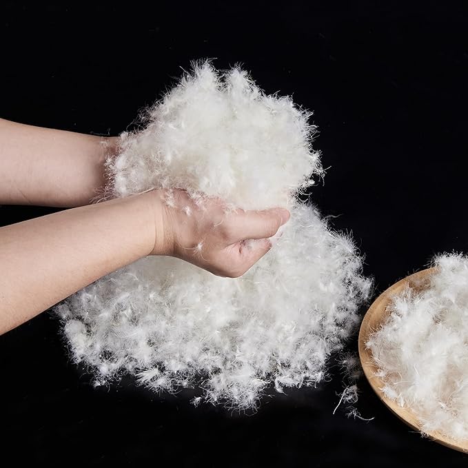 Bulk Goose Down Feather Stuffing & Fill – Hypoallergenic Pillow Filling, Repair, Restuff, Fluff for Couch Cushions, Comforters, Jackets50/50-2Lb DIY