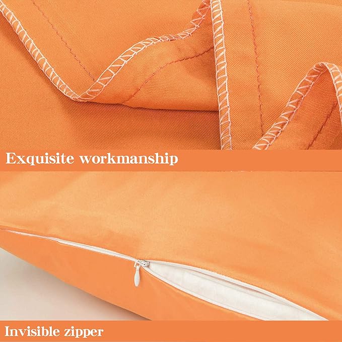 NTBAY Zippered Satin Body Pillow Pillowcase, Silky Slip Cooling Body Pillow Cover, Long Side Hidden Zipper, 20x54 Inches, Orange