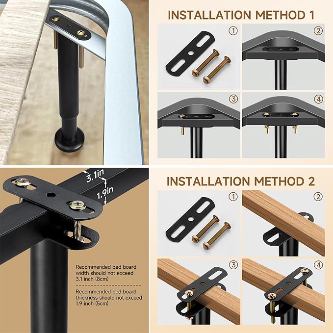 2 Pcs Adjustable Bed Frame Center Support Legs, Heavy Duty Cold Rolled Steel Bed Slat Support Legs With Wider Base, Bed Frame Leg Replacement, Furniture Support Reinforcement Kit, Height 7in To 12.6in
