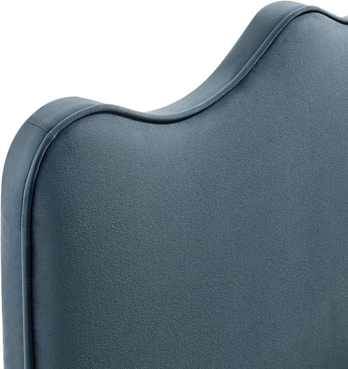 Monday Athena Twin Size Performance Velvet Adjustable Headboard in Cadet Blue - with Scalloped Wave Design and Stain-Resistant Velvet Upholstery