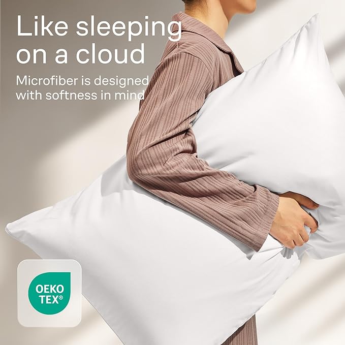 Ultra Soft Pillow Protectors with Zipper Queen Size - Set of 12 Breathable Pillow Covers - 100% Protection Against Stains, Dust & Dirt - Machine Washable (White)