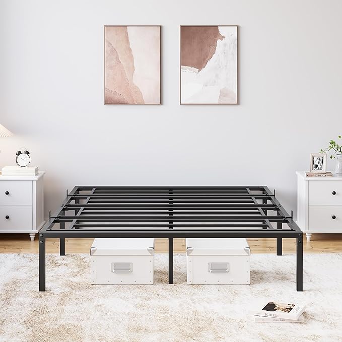 GarveeHome Full Size Bed Frame, 12 Inch Metal Platform Bed Frames with Heavy Duty Steel Slat Support, No Box Spring Needed, Noise Free,Anti-Sliding Slat,Easy Assembly, Under Bed Storage