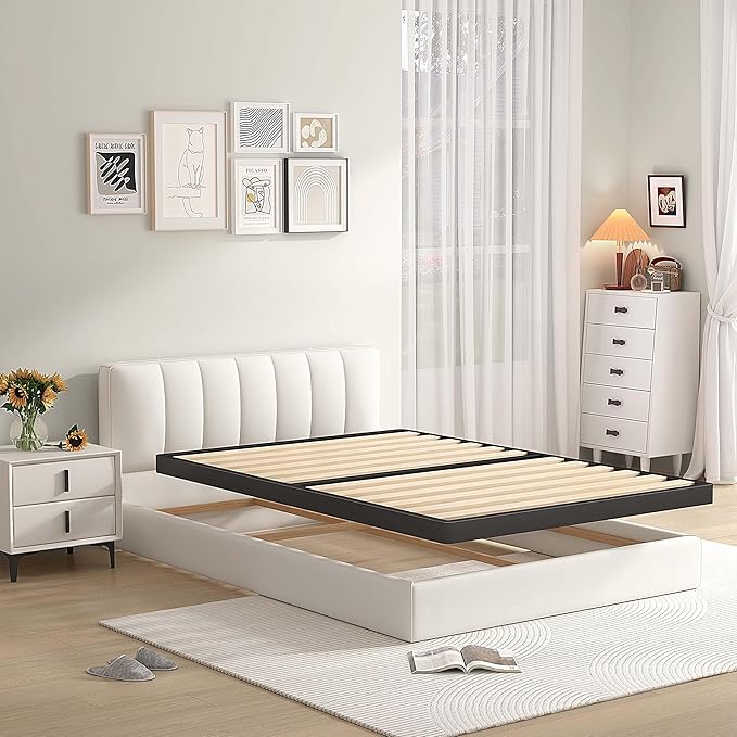 MAF 2 Inch Twin XL Box Spring, Low Profile Metal BoxSpring with Round Corners, Bunkie Board with Wood Slats Bed Slat Replacement 3500 lbs Black Heavy Duty Metal Mattress Foundation, Easy Assembly