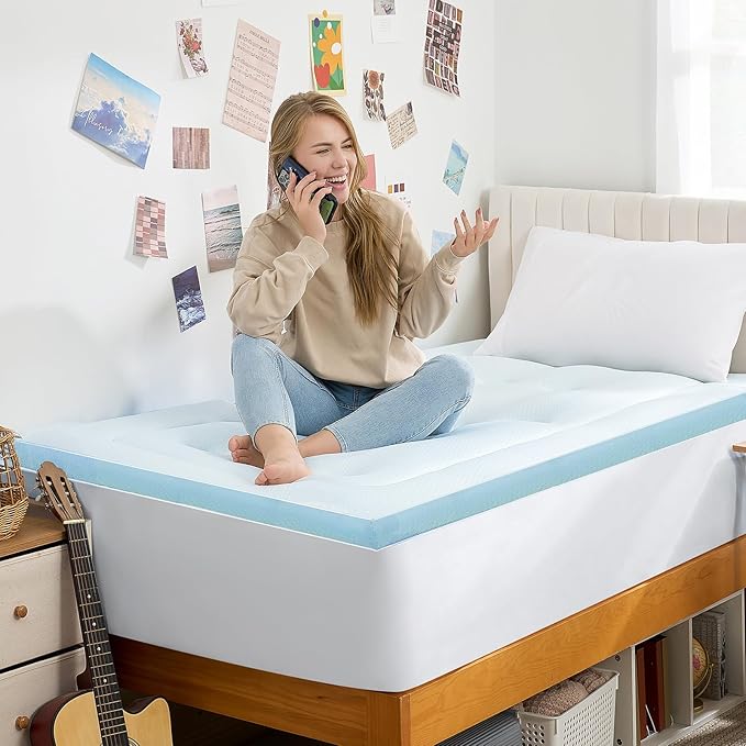 Hansleep Twin XL Mattress Pad Topper College Dorm Memory Foam, Twin XL Foam Mattress Topper Viscose Derived from Bamboo, Twin XL Size Bed Mattress Pad Cover for Back Pain Relief, 39" x 80", White