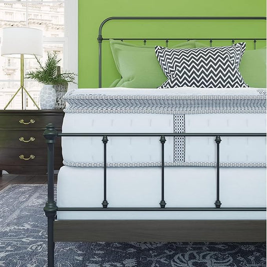 Classic Brands Mercer Cool Gel Memory Foam and Innerspring Hybrid 12-Inch Pillow Top Mattress, Mattress in a Box, Queen