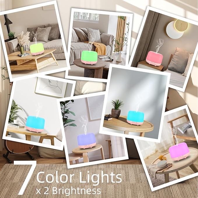 Marchred 300ML Aromatherapy Essential Oil Diffuser with Remote Control, 7 LED Color Changing Light, for Bedroom Home Large Room