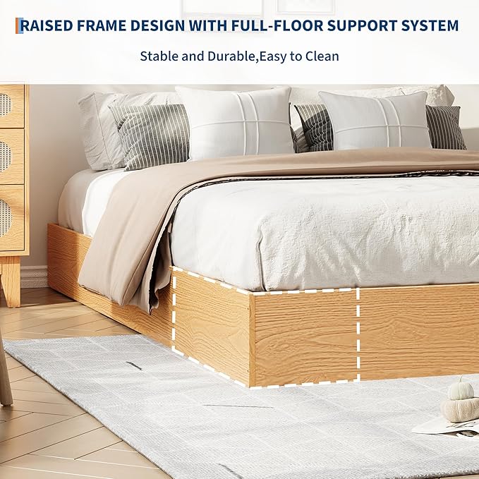 IDEALHOUSE Platform Bed Frame Twin XL Size,Wooden Slat Support,No Box Spring Needed, Easy Assembly, Pine